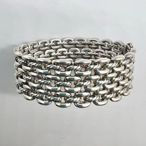 David Yurman Thoroughbred 3-Row Cuff Bracelet - Picture 2 of 16